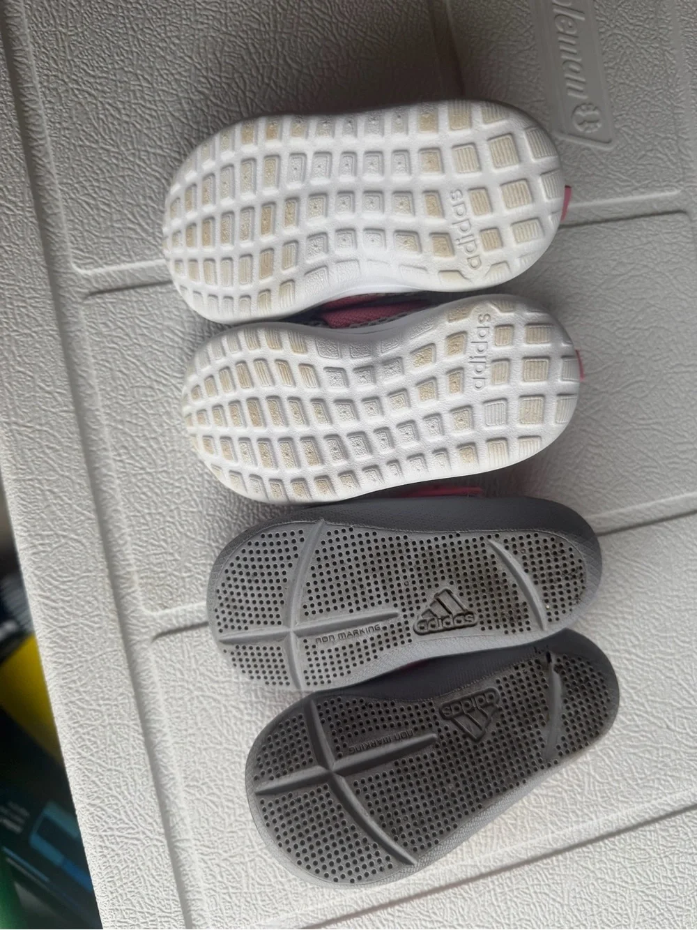 adidas Kids Gray and Pink Slip-On Athletic Sneakers